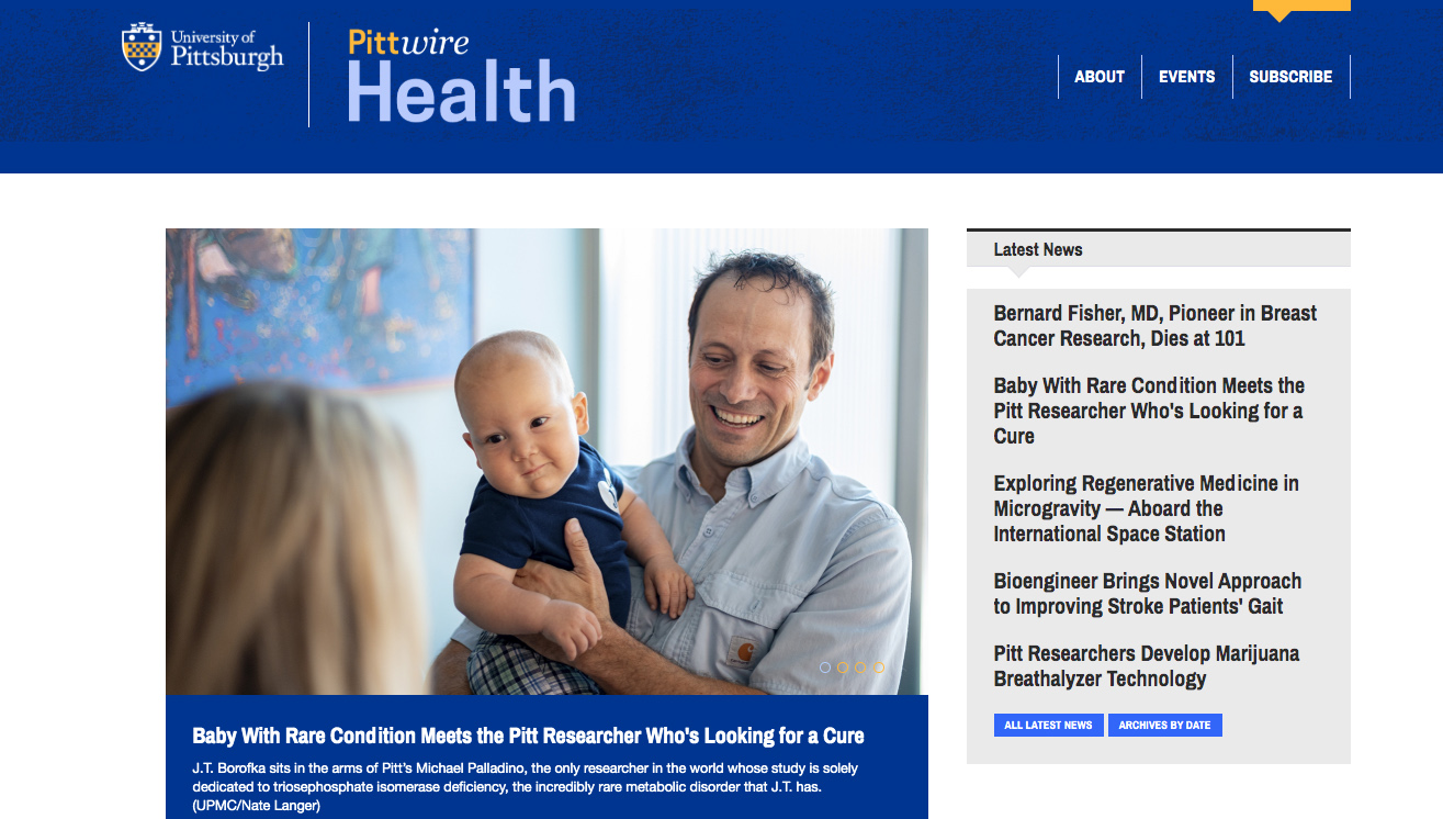 Homepage of Pittwire Health