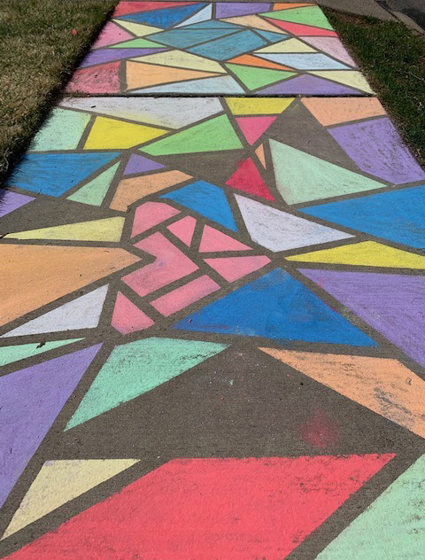 Chalk drawing on driveway