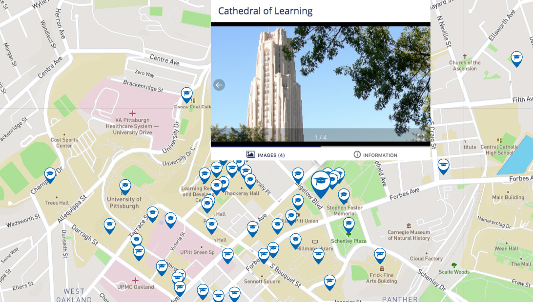 U Pitt Campus Map Online map of Pittsburgh campus can be customized by users 