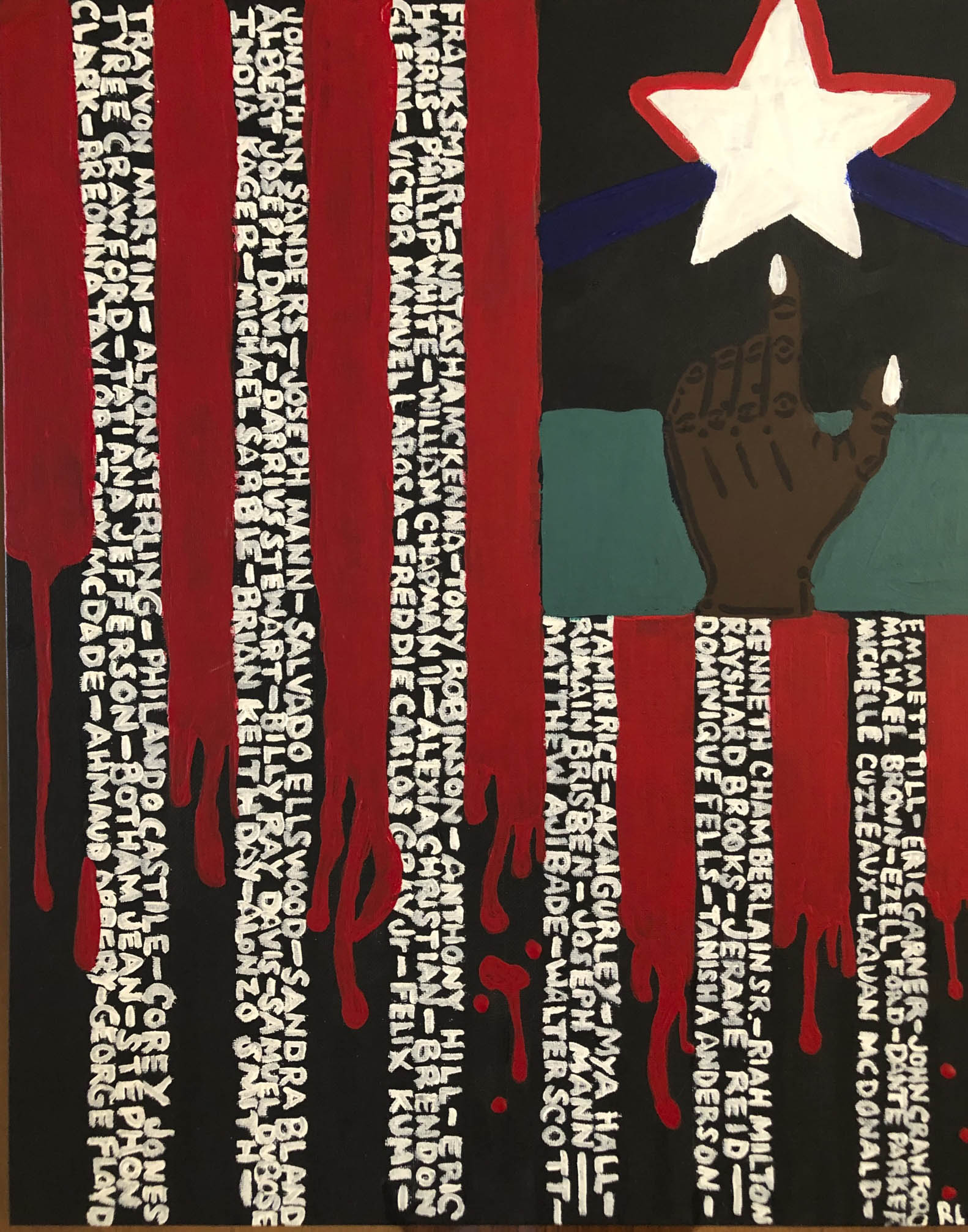 Flag made from names of slain Black people