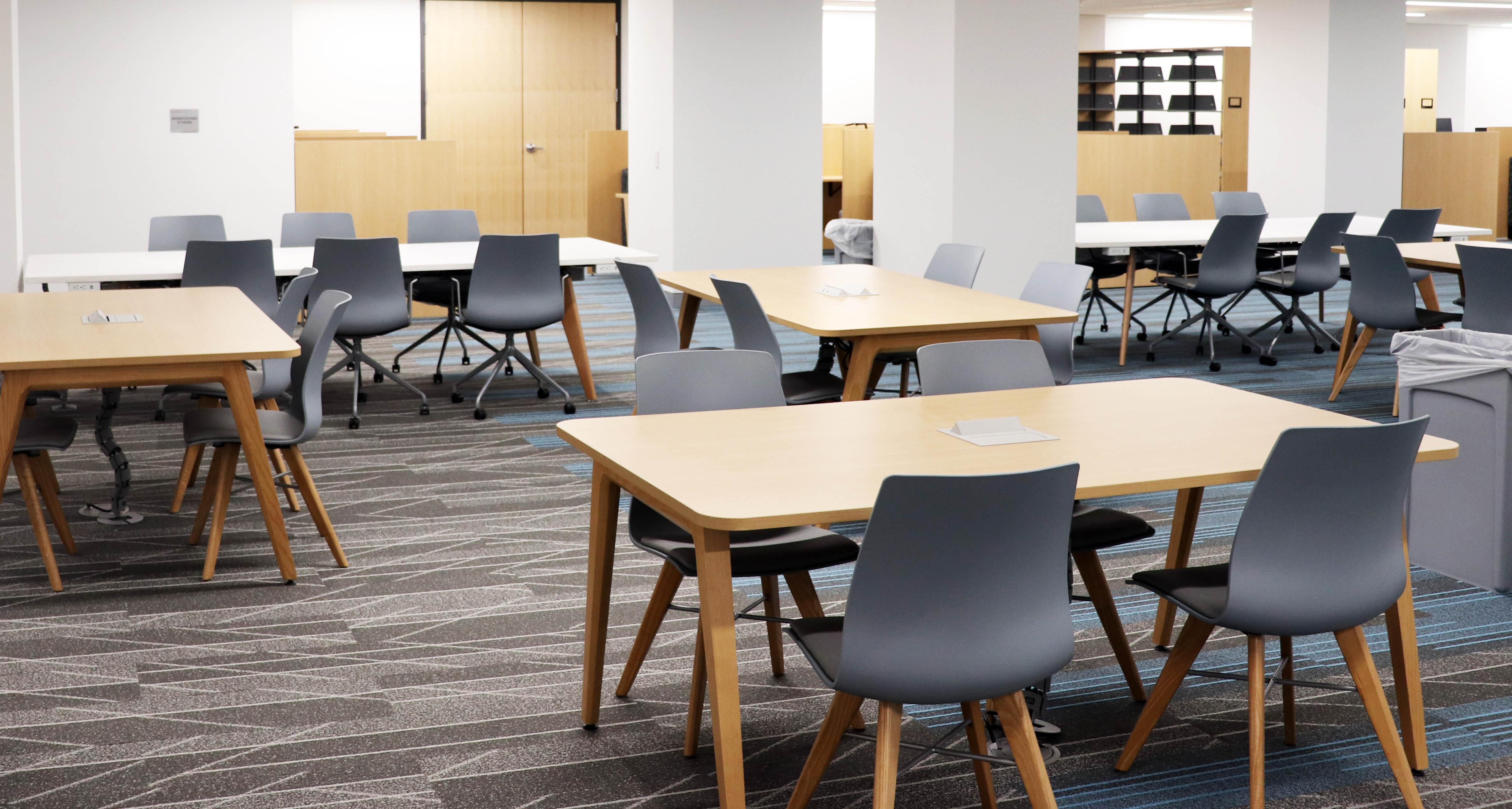 Group study spaces have been expanded in the Health Sciences Library System's Falk Library. in Scaife Hall.