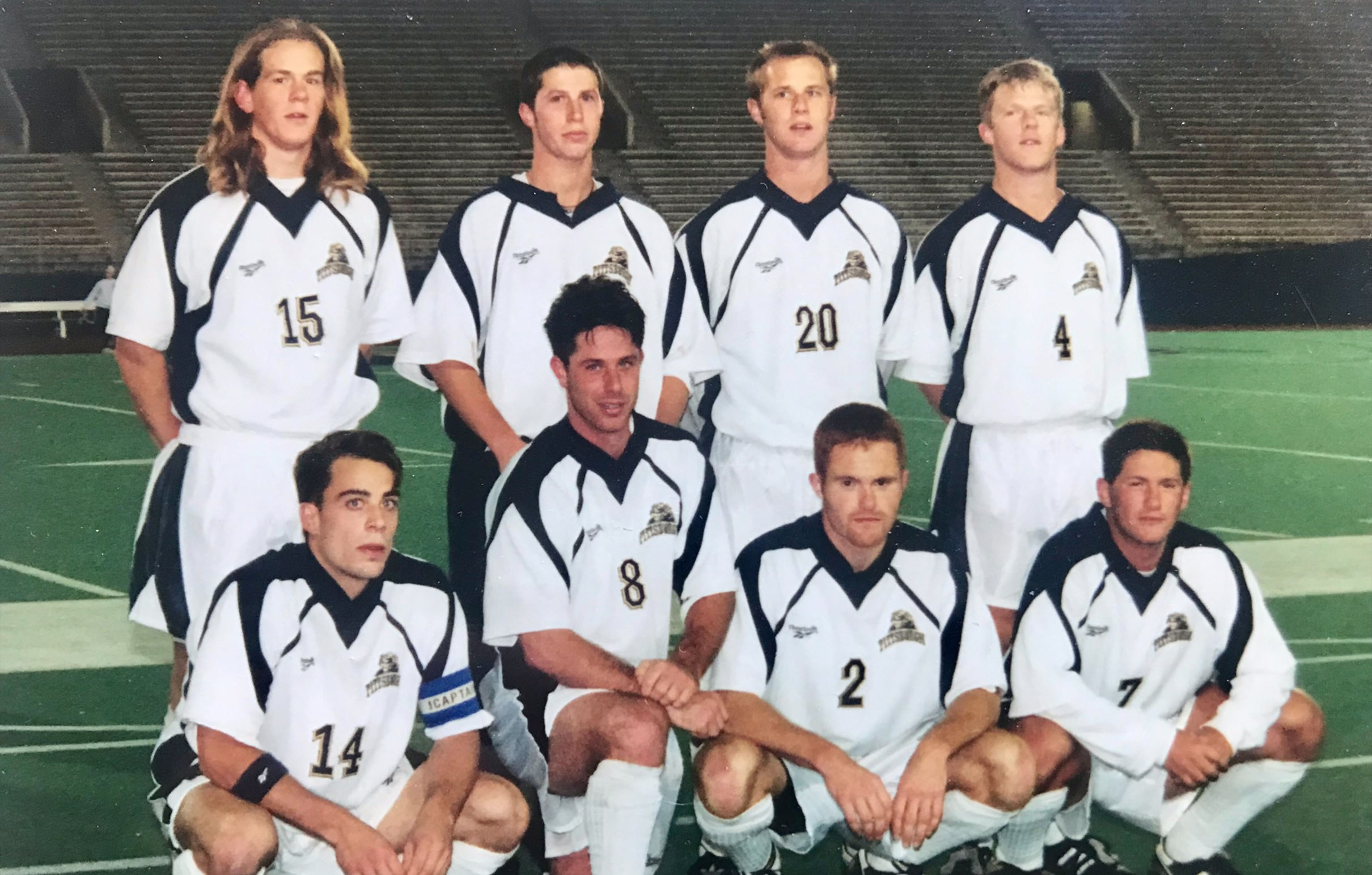 Charles Kotuby (first row, second from right) on the Pitt varsity soccer team in the 1990s